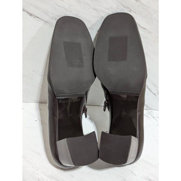 Gianni Bini Women's Brown Square Toe Zip Leather Heeled Bootie EUC Size 7 - Picture 6 of 8